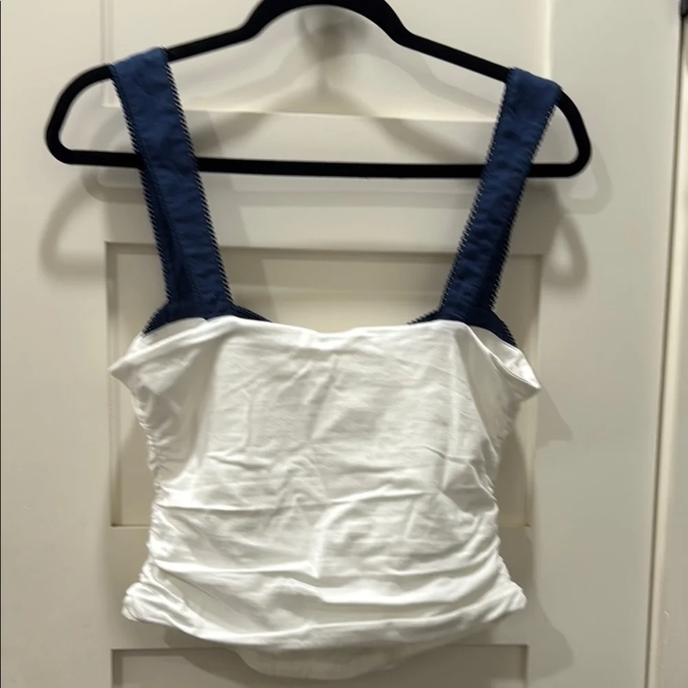 Free People White and Navy Tank TopFree People Bodega tube top - Picture 7 of 10